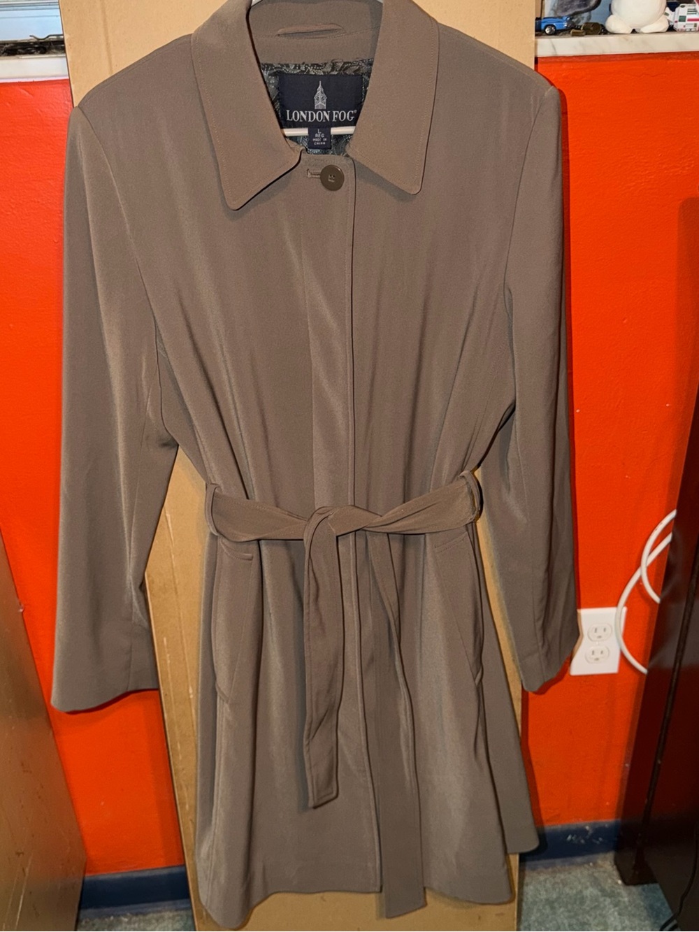London Fog Women's Taupe-Brown Belted Trench Coat